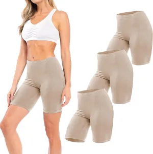Sexy Basics Women's Cotton Stretch Active Slip Shorts | 3 Pack & 6 Pack Boy Short Boxer Briefs