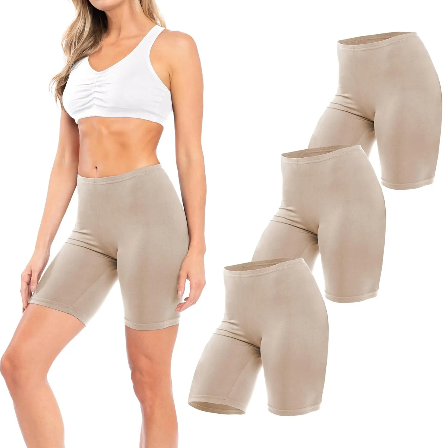 Sexy Basics Women's Cotton Stretch Active Slip Shorts | 3 Pack & 6 Pack Boy Short Boxer Briefs