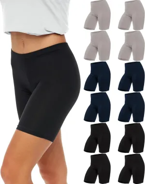 Sexy Basics Womens Ultra Soft Yoga Bike Short | Stretch Boxer Briefs | Multi Packs
