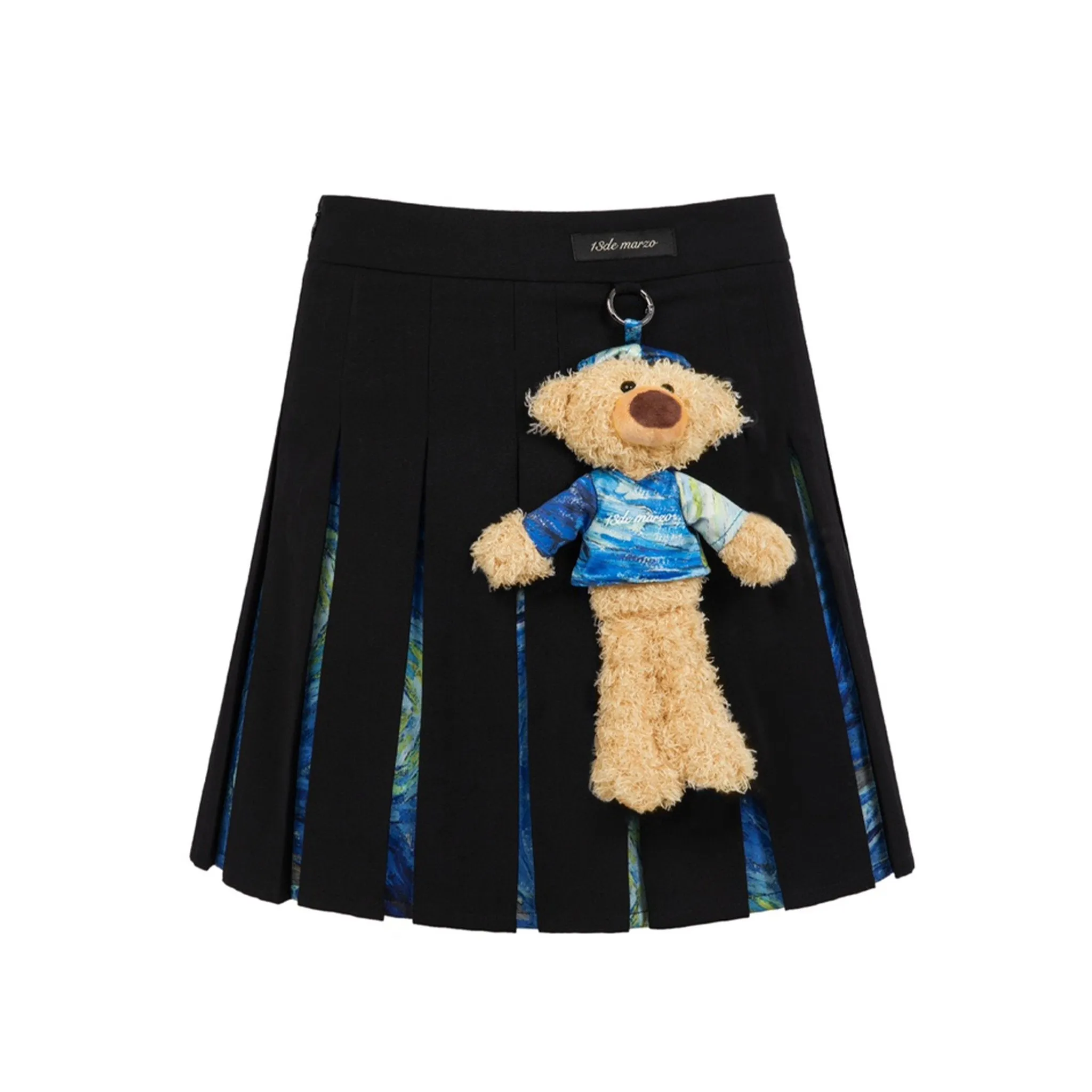 Van Gogh Masterpiece Pleated Skirt in Black