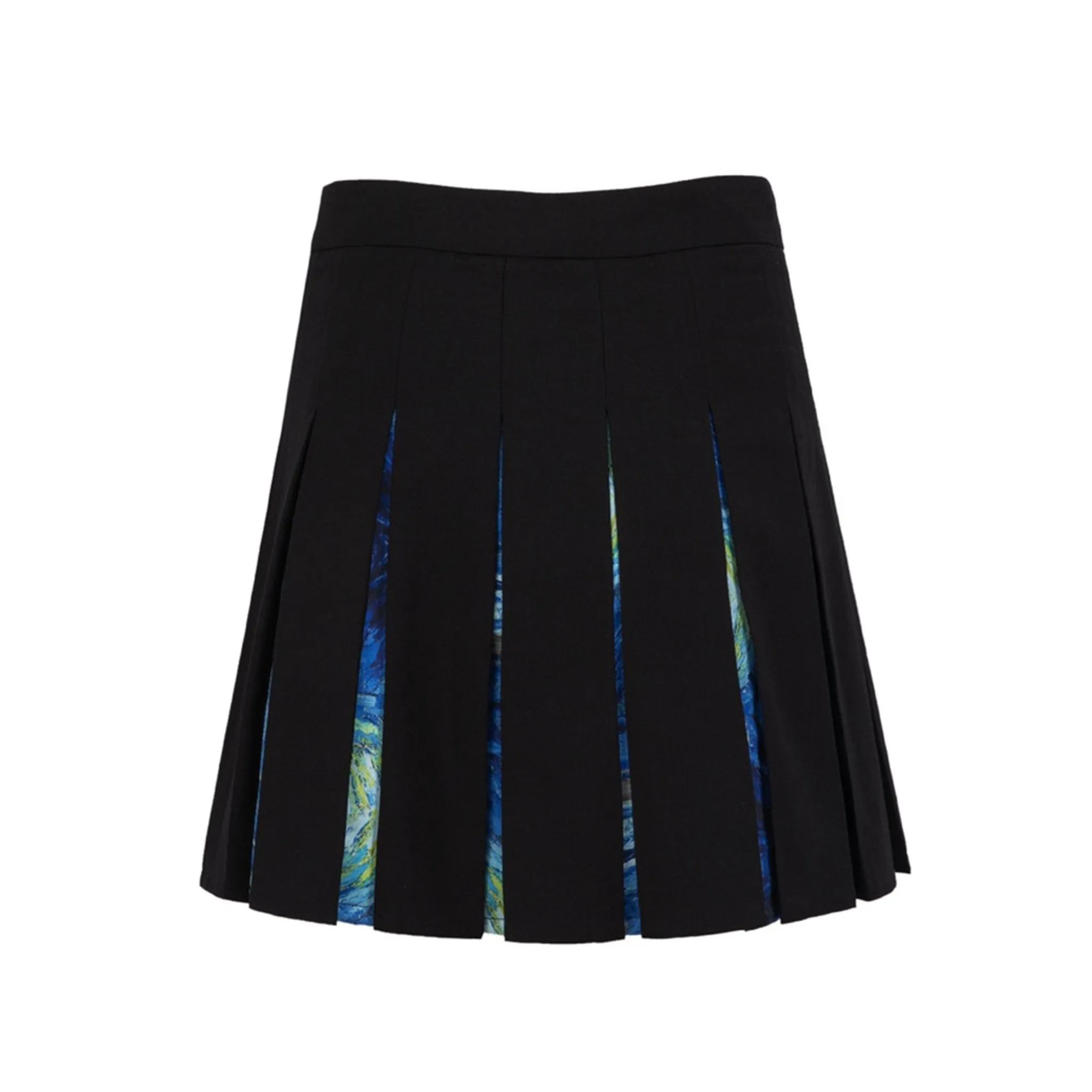 Van Gogh Masterpiece Pleated Skirt in Black
