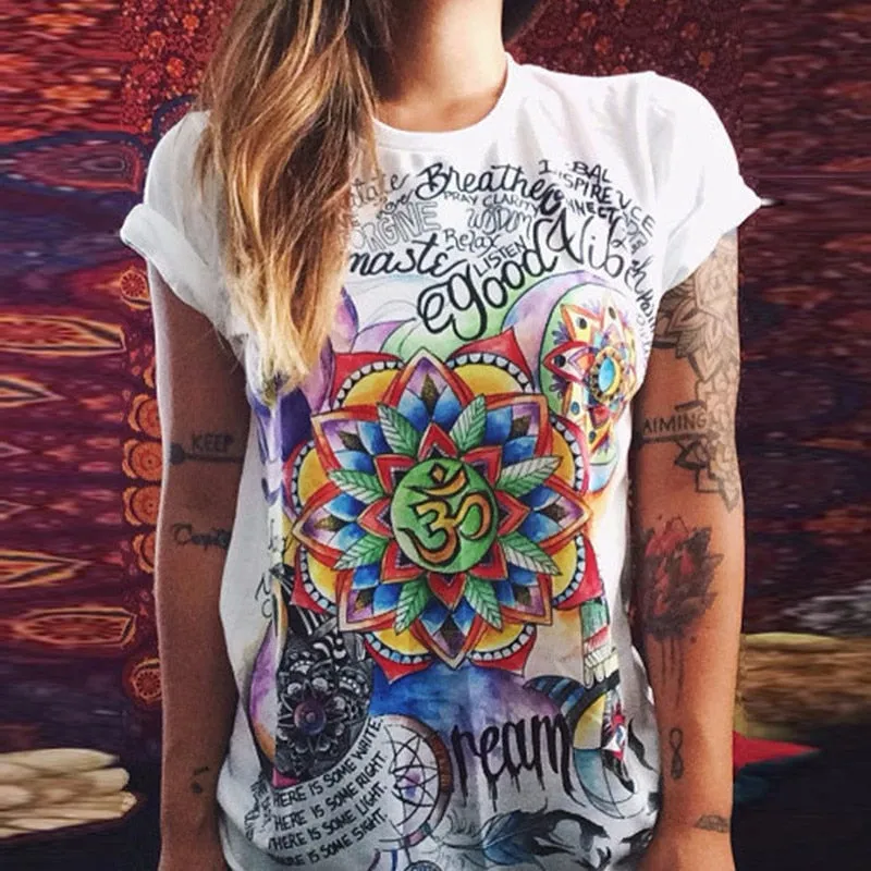 VenusFox T-shirt Cat Print O-Neck Sexy Tshirt