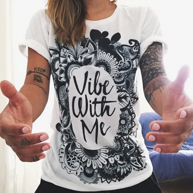 VenusFox T-shirt Cat Print O-Neck Sexy Tshirt