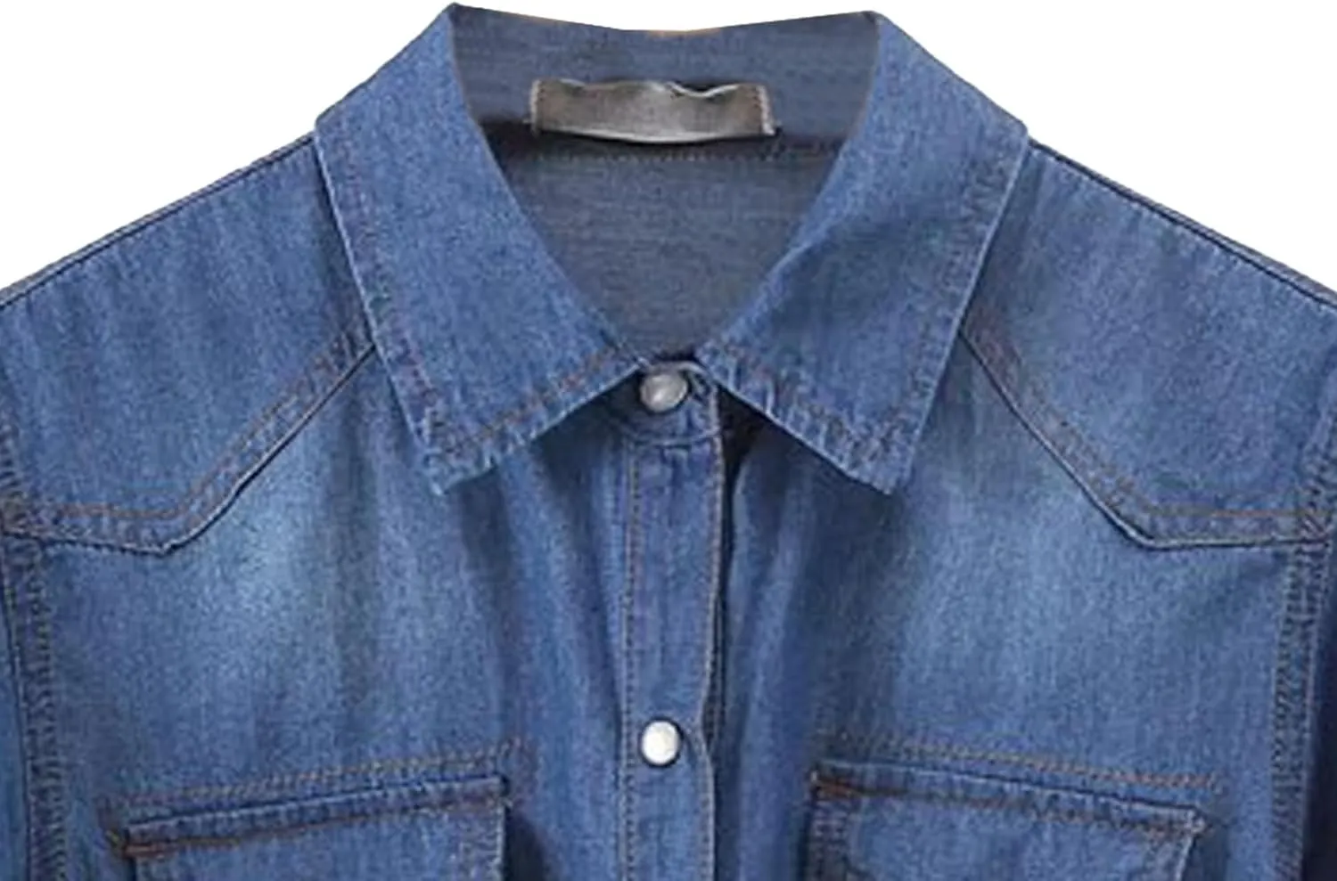 Womens 3/4 Sleeve Denim Tops Crop Shirts Tie Front Jean Shirts Light Blue Cardigan Summer Tops